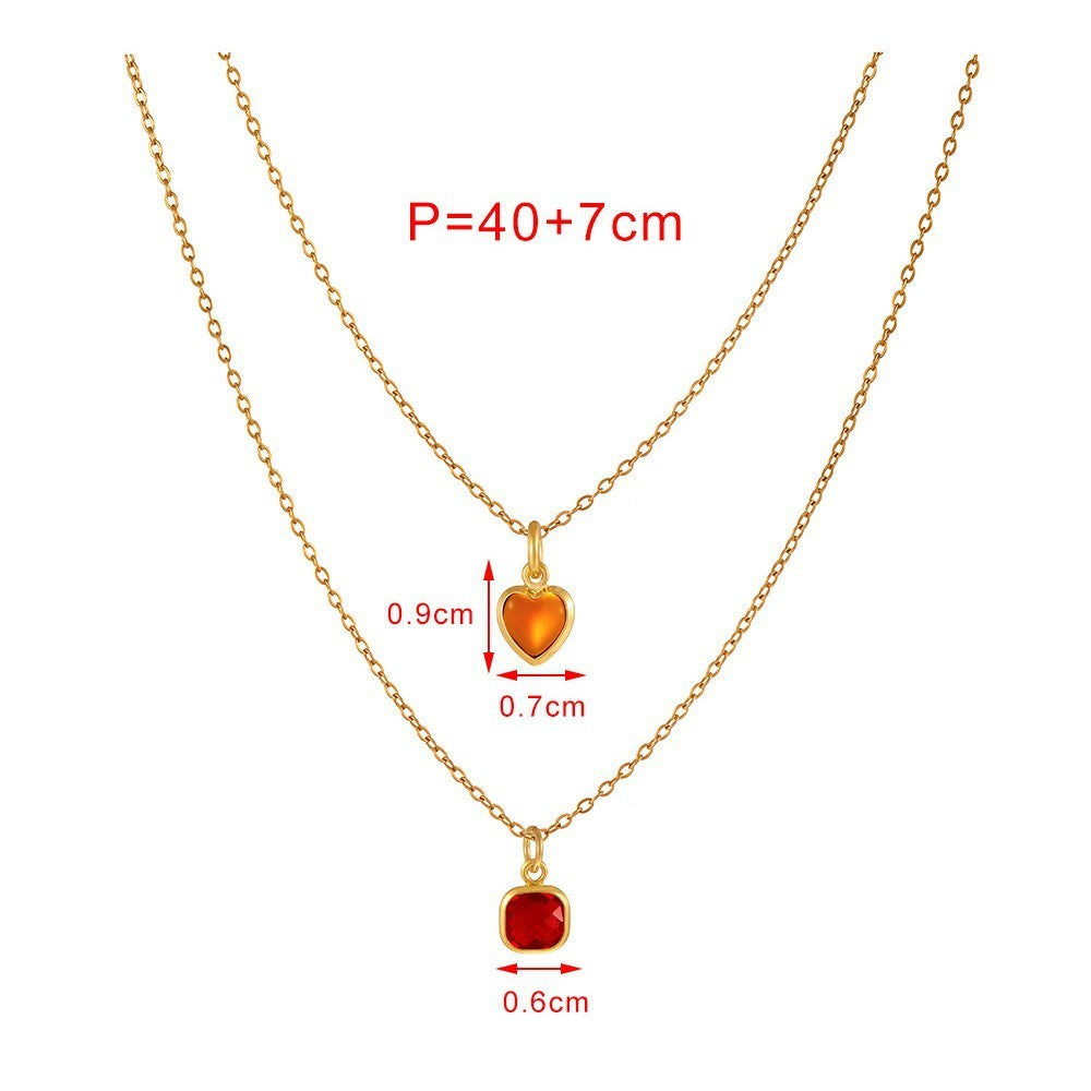 Dainty Rainbow Heart Choker Necklace