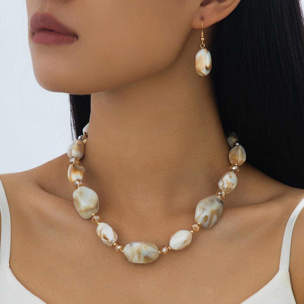 Classy Vintage Irregular Acrylic Necklace & Earring Set