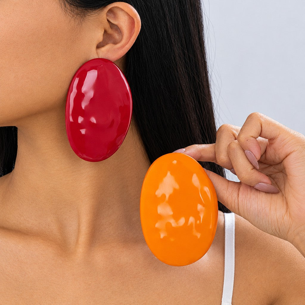 Classy Glossy Oval Statement Earrings