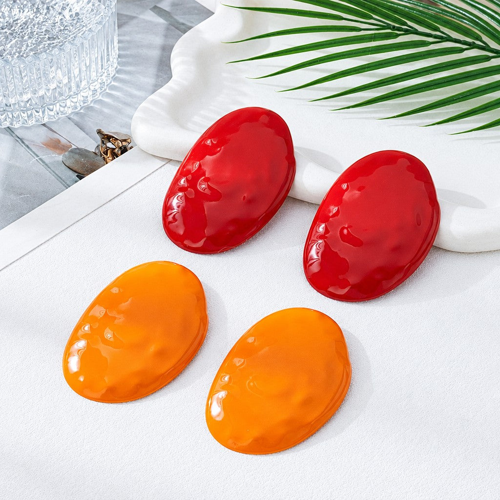 Classy Glossy Oval Statement Earrings
