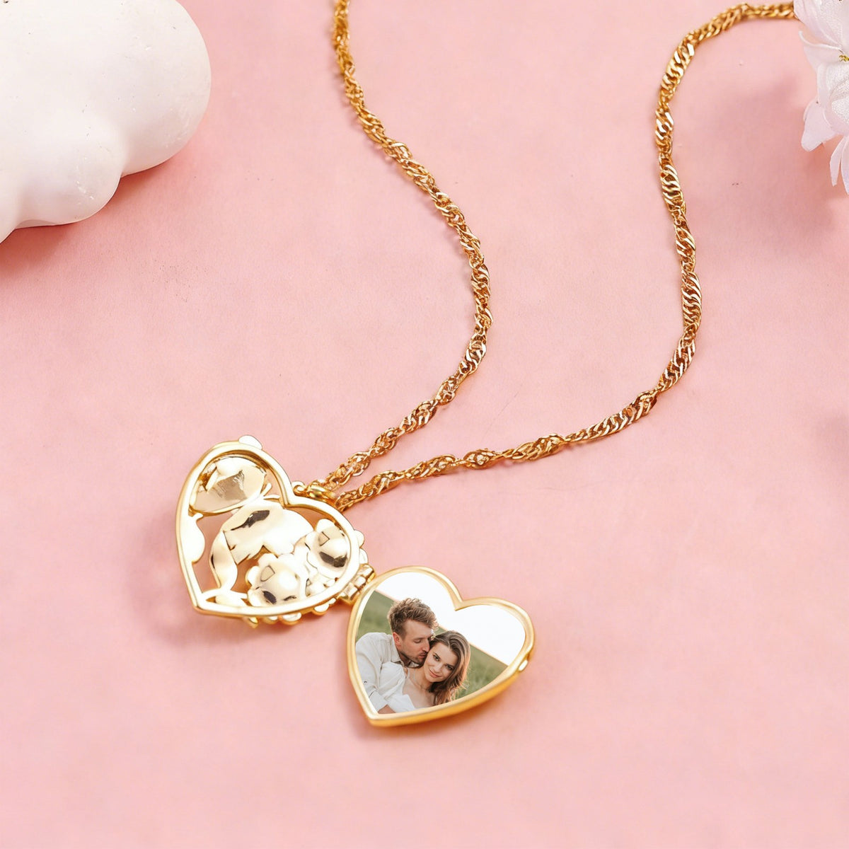Romantic Enamel Butterfly Heart Locket Necklace