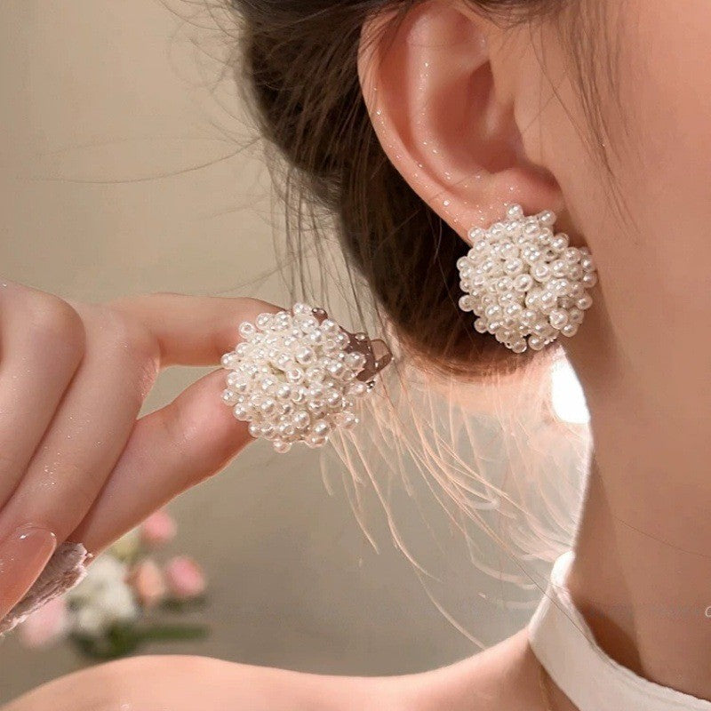 Romantic Faux Pearl Firework Stud Earrings