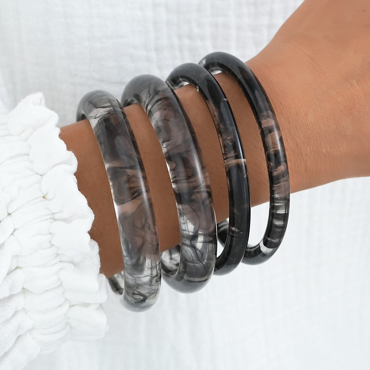 Classy Marbled Acrylic Bangle Set