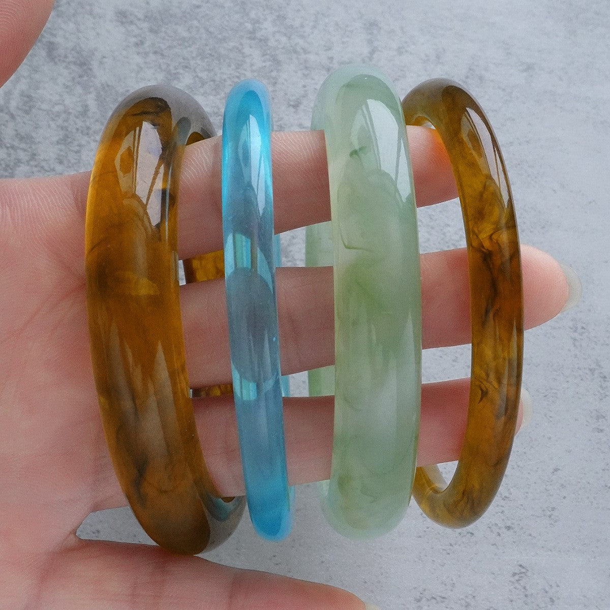 Classy Marbled Acrylic Bangle Set