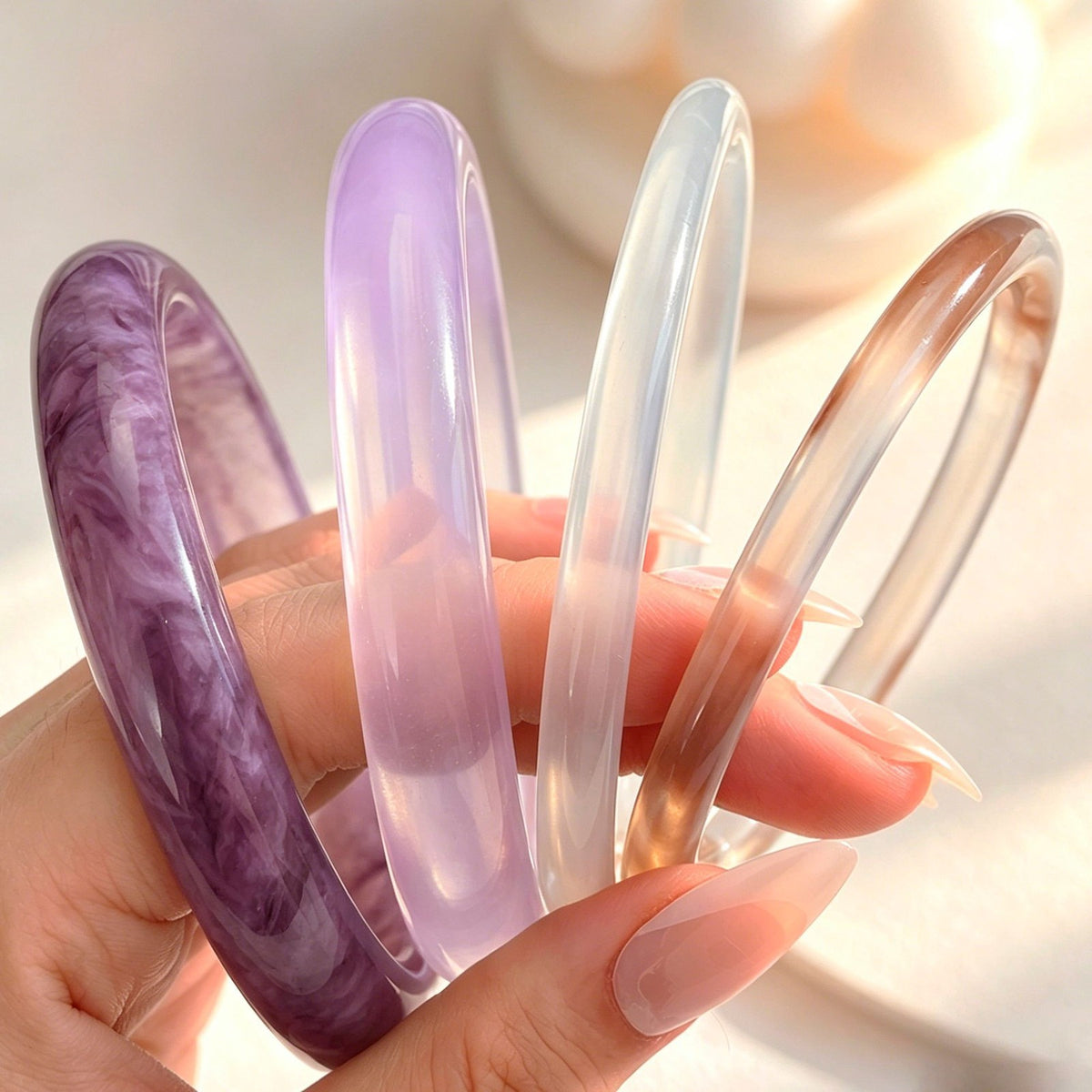 Classy Marbled Acrylic Bangle Set
