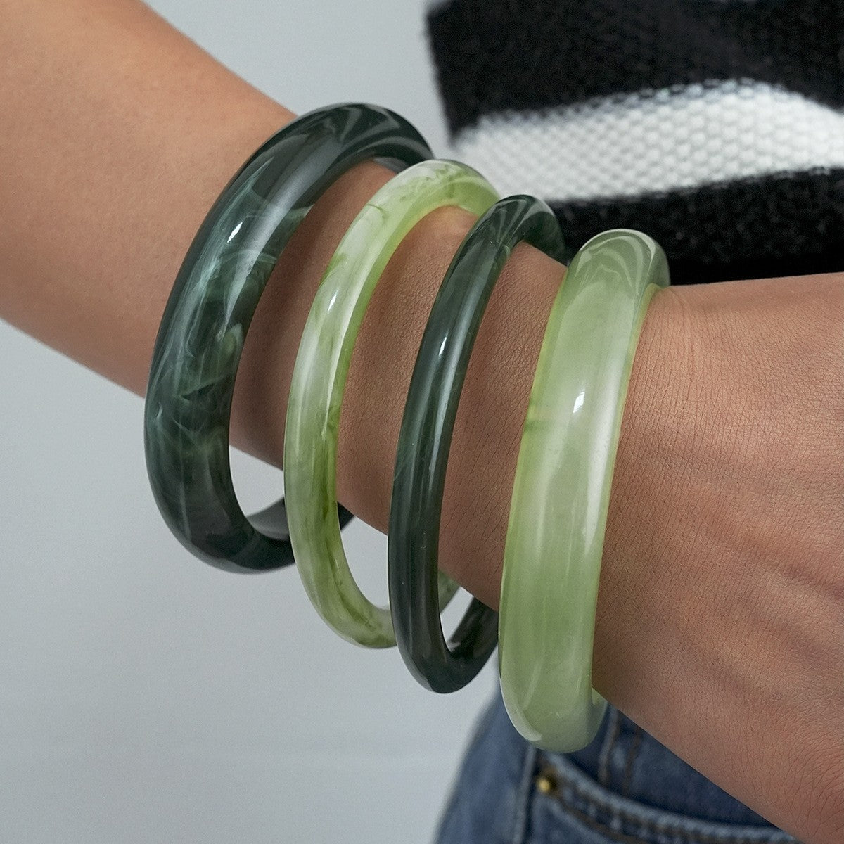 Classy Marbled Acrylic Bangle Set