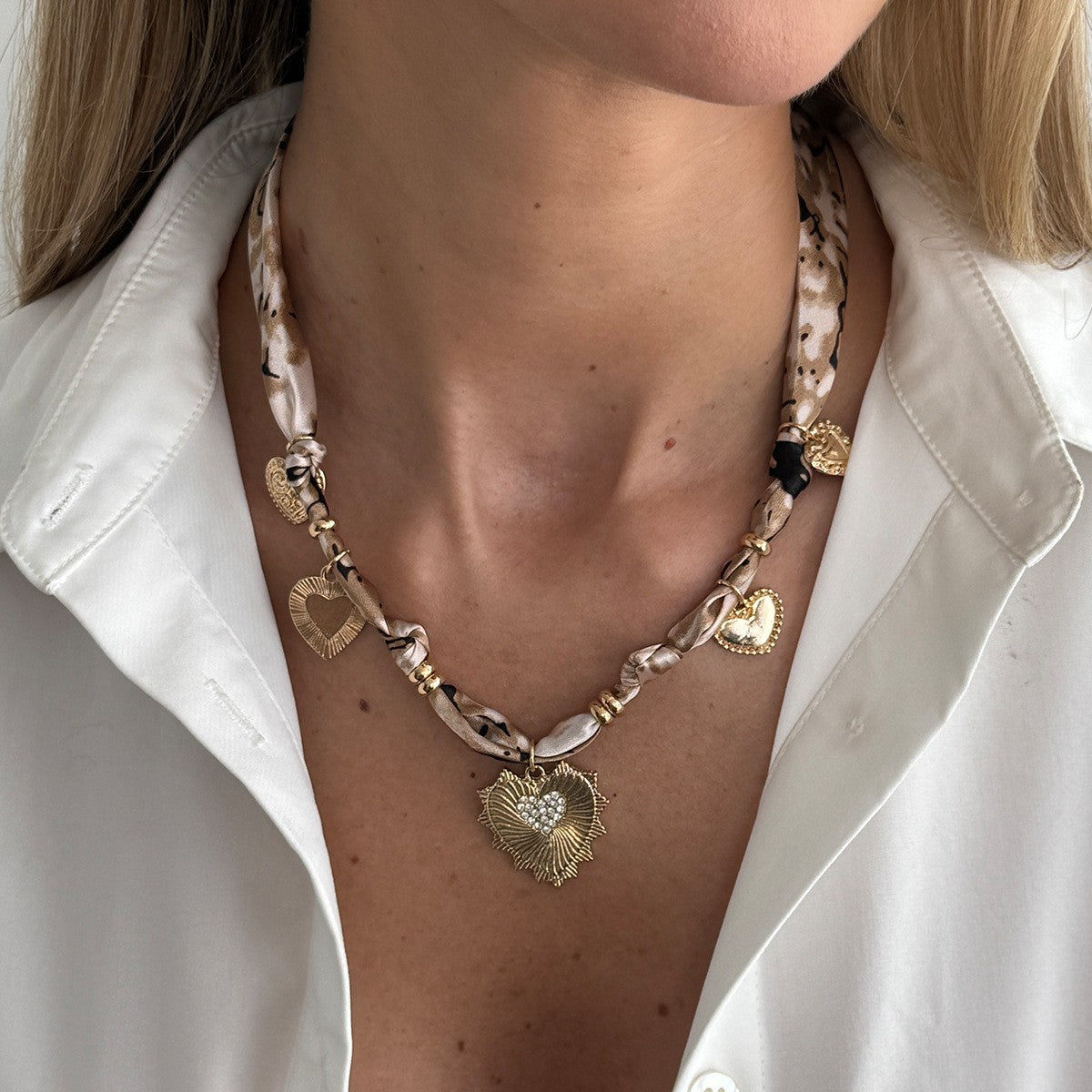 Boho Blue Scarf Starfish Layered Necklace