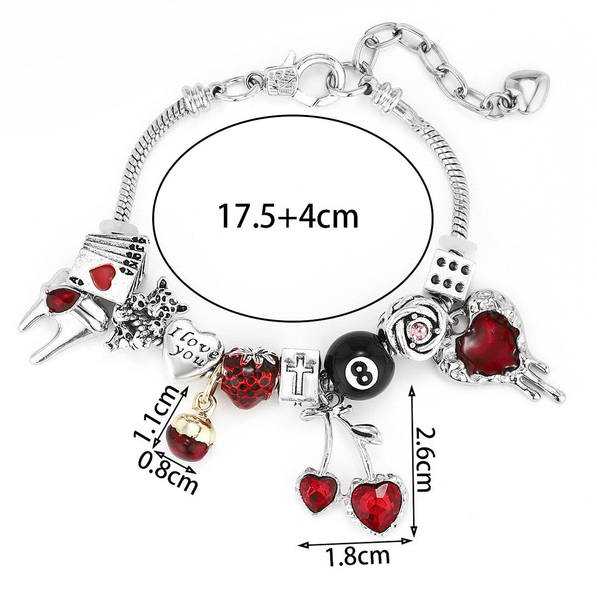 Classy Themed Snake Chain Charm Bracelet