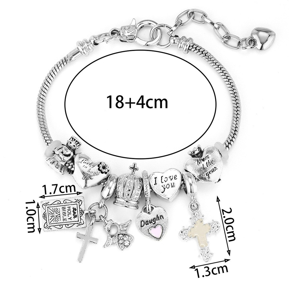 Classy Themed Snake Chain Charm Bracelet