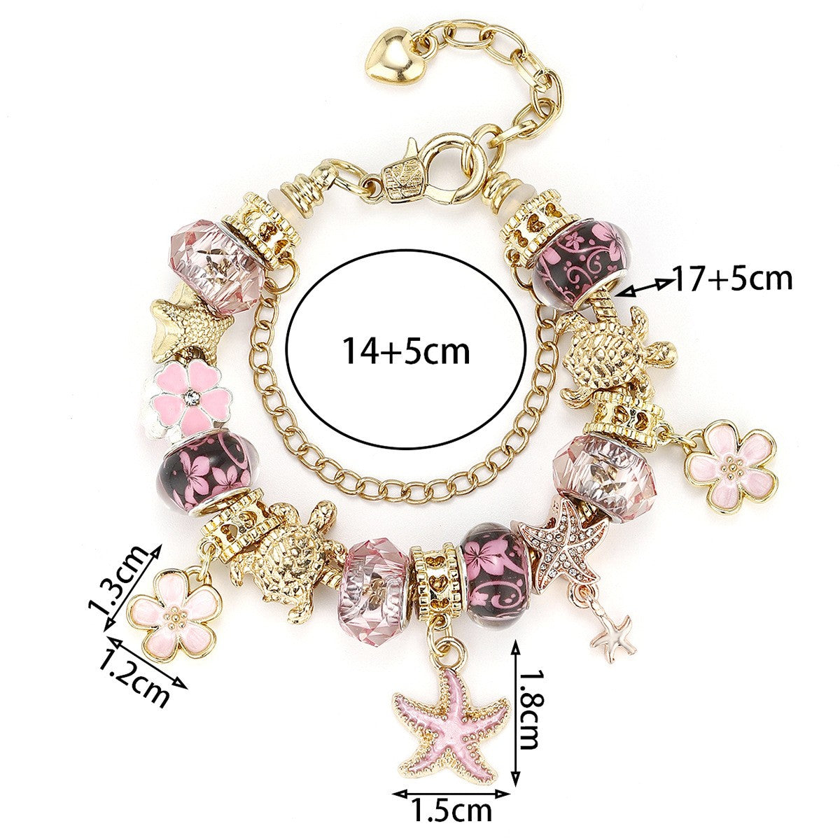 Classy Themed Snake Chain Charm Bracelet