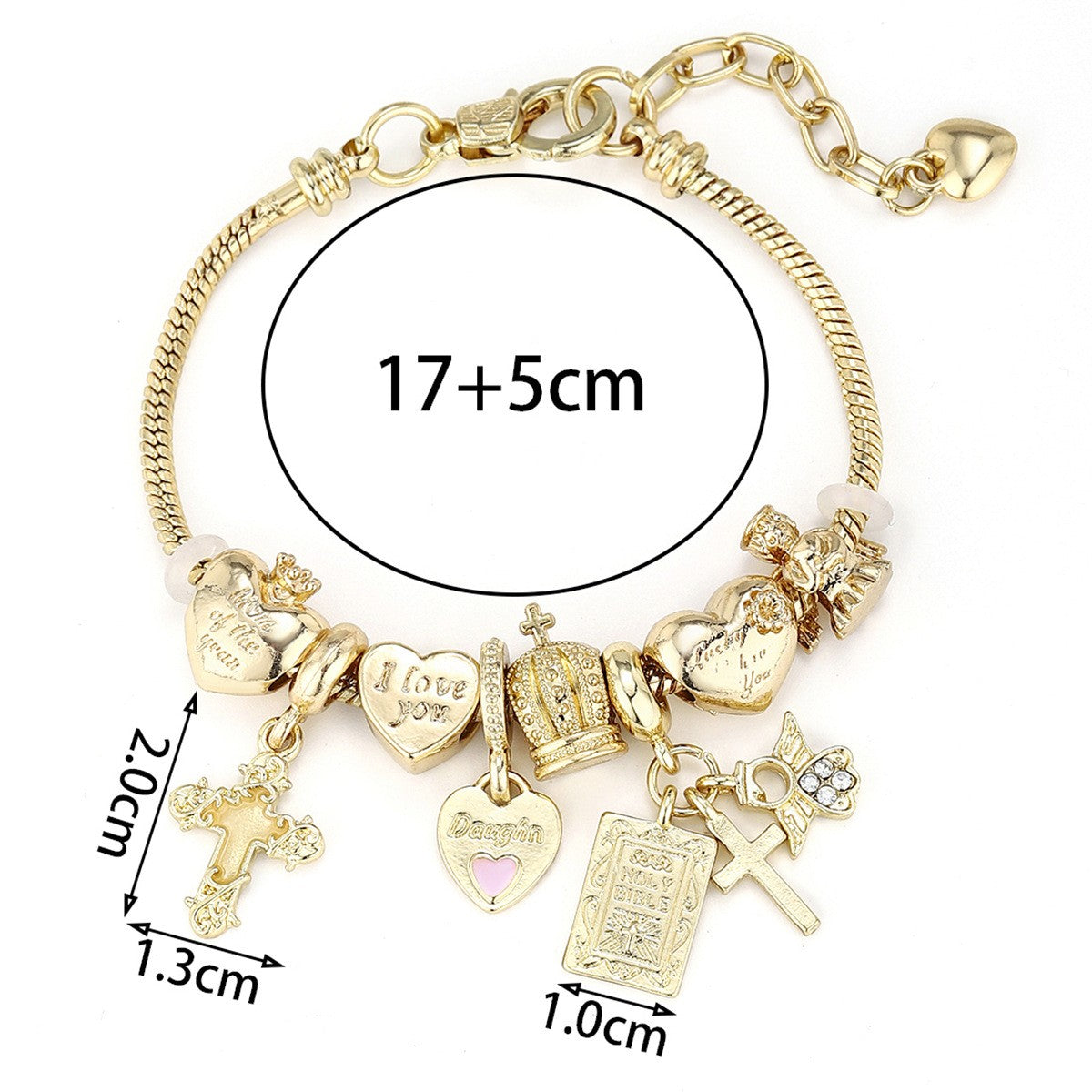 Classy Themed Snake Chain Charm Bracelet