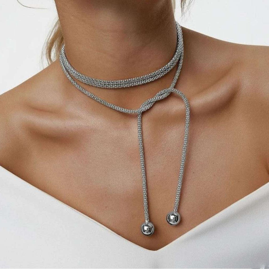 Elegant Multi-Strand Wrap Choker Necklace