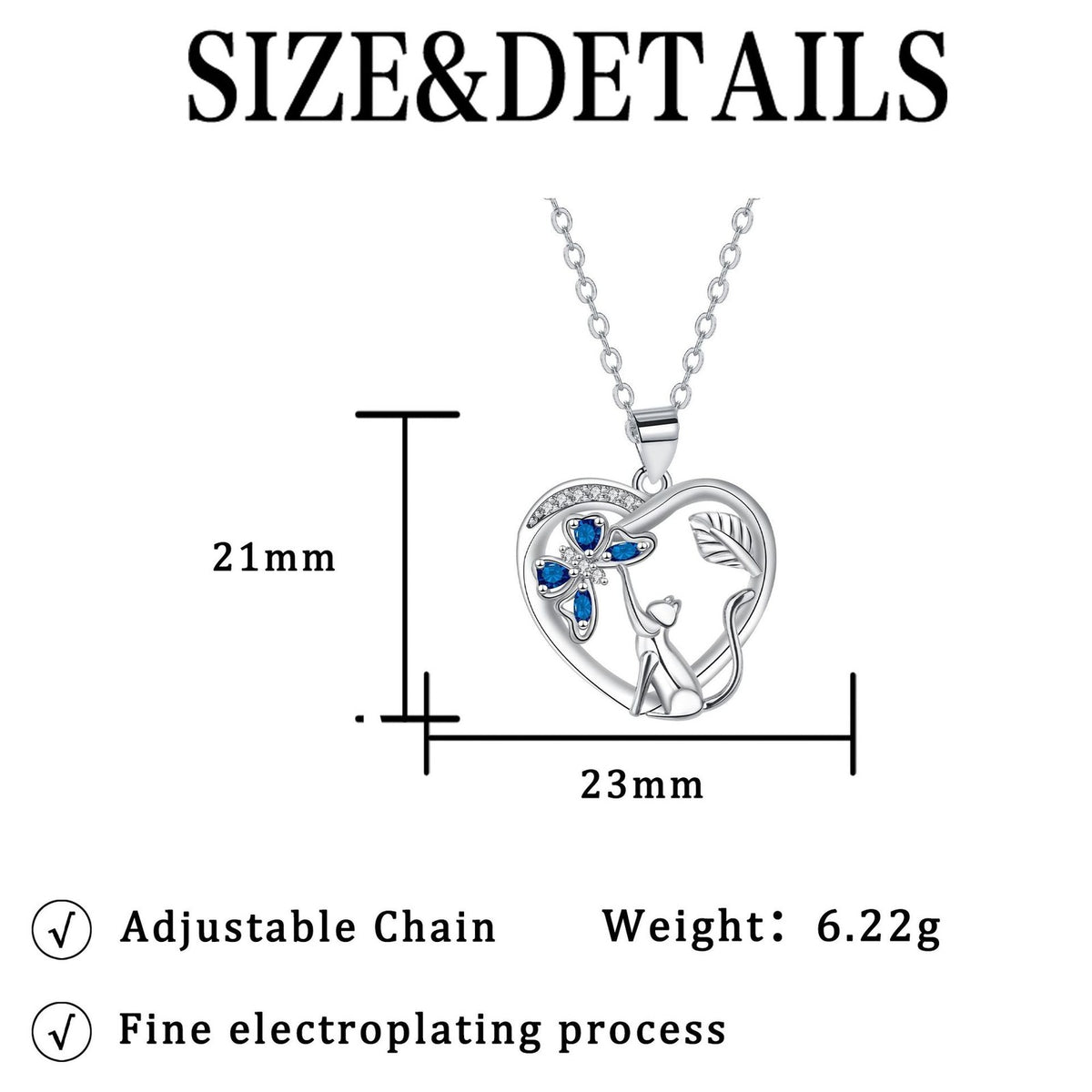Romantic Cat Heart Butterfly Necklace