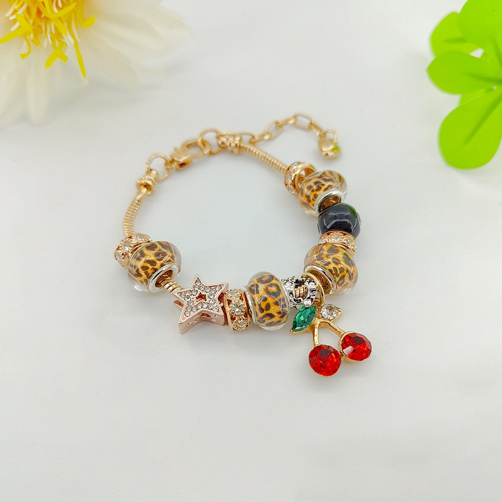 Classy Leopard Print Charm Bracelet