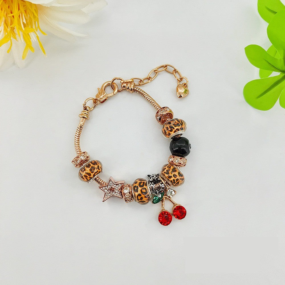 Classy Leopard Print Charm Bracelet