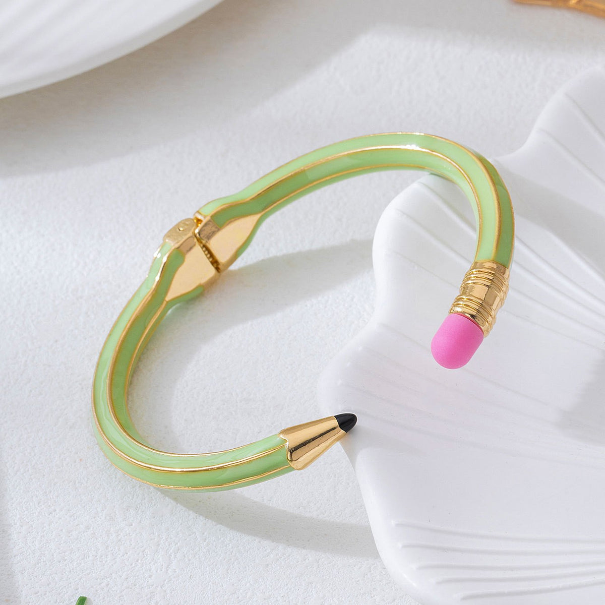 Classy Pencil Motif Open Cuff Bracelet