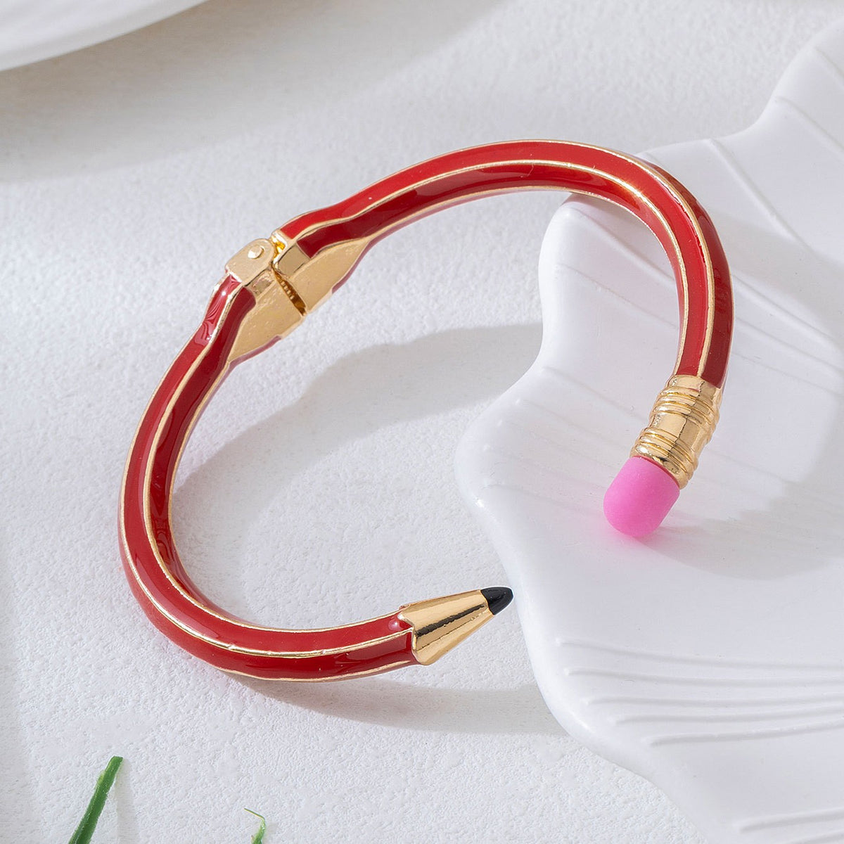 Classy Pencil Motif Open Cuff Bracelet