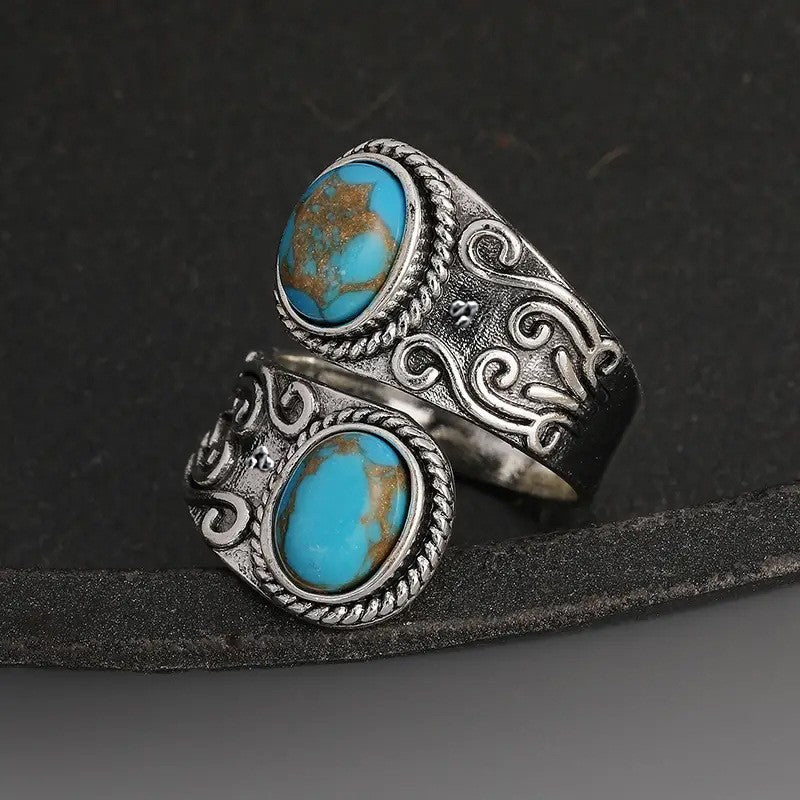Boho Vintage Turquoise Open Ring