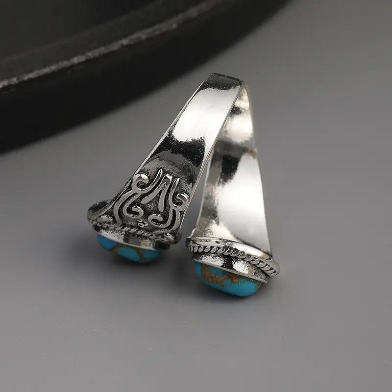 Boho Vintage Turquoise Open Ring
