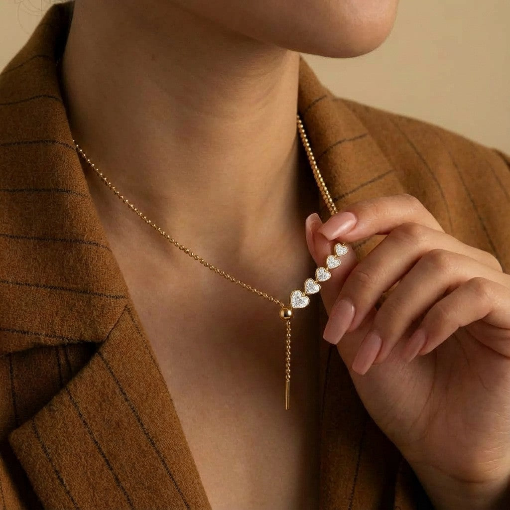 Dainty Layered Heart Y-Necklace