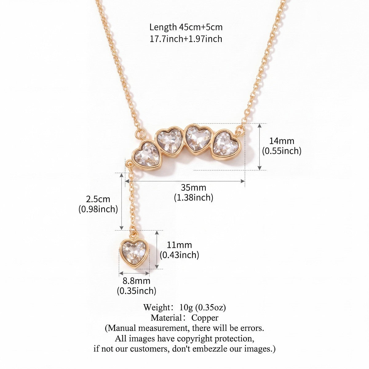 Dainty Layered Heart Y-Necklace
