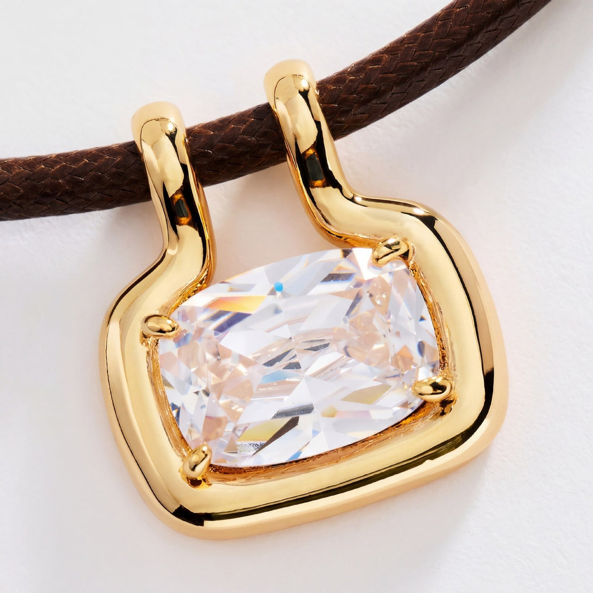 Boho Layered Square Crystal Cord Necklace