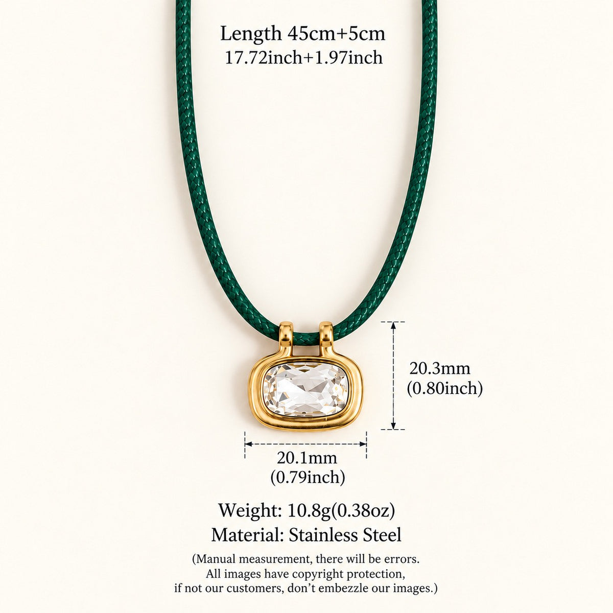 Boho Layered Square Crystal Cord Necklace