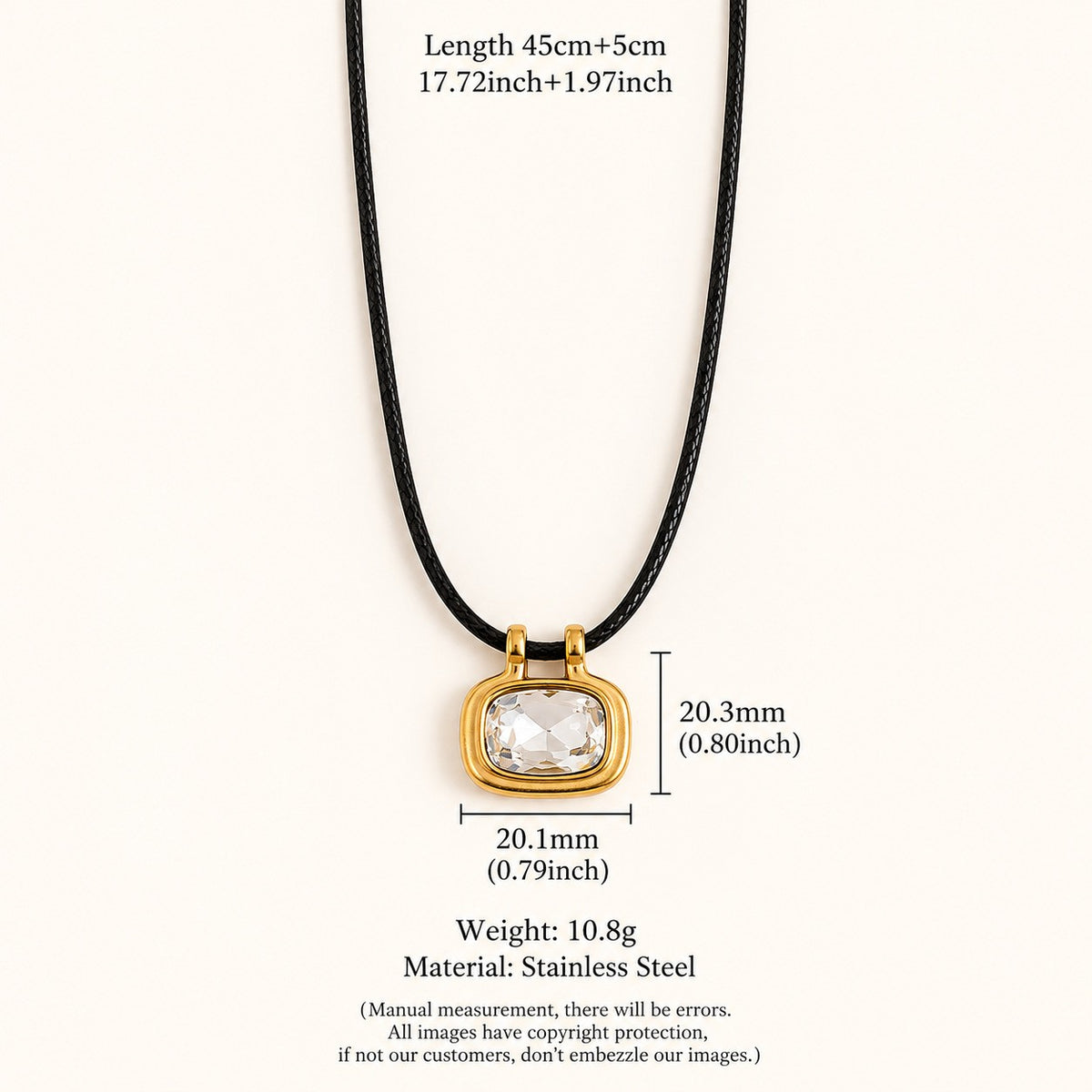 Boho Layered Square Crystal Cord Necklace