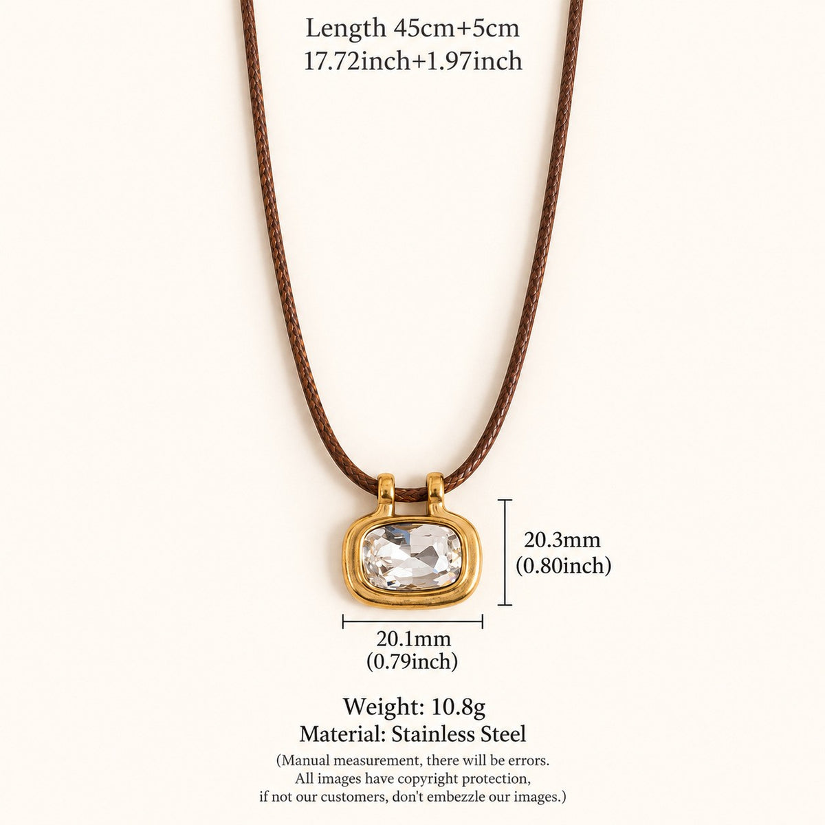 Boho Layered Square Crystal Cord Necklace