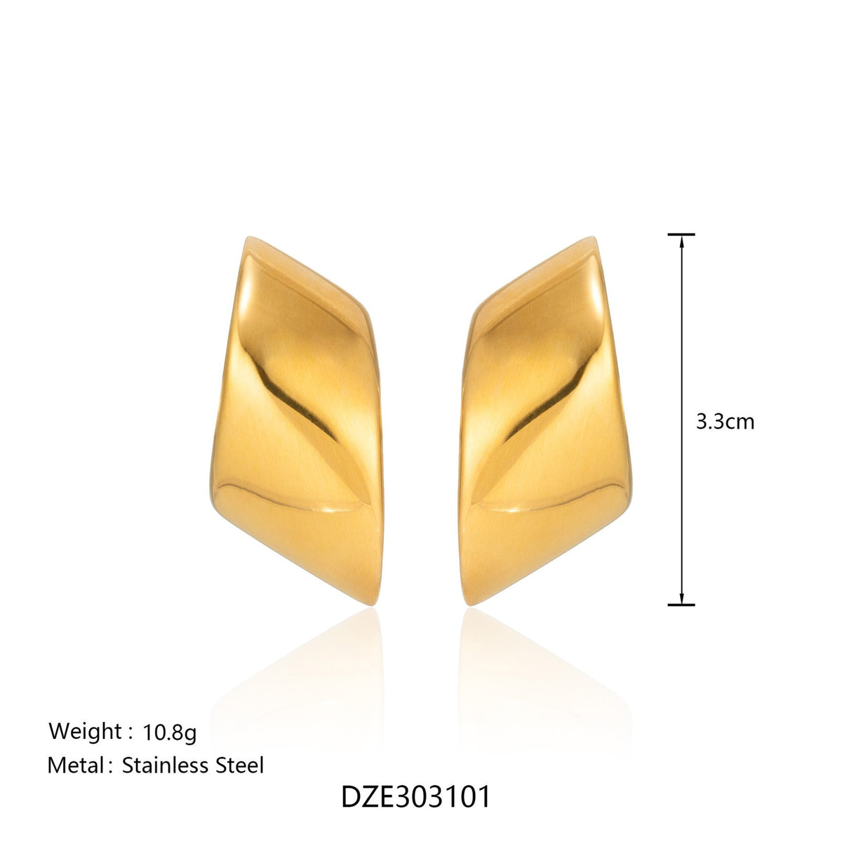 18k Classy Geometric Curve Stud Earrings