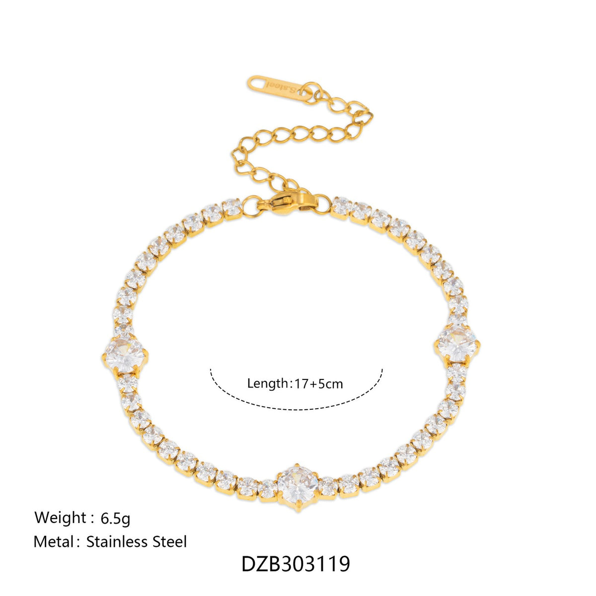 18k Classy Geometric CZ Tennis Bracelet