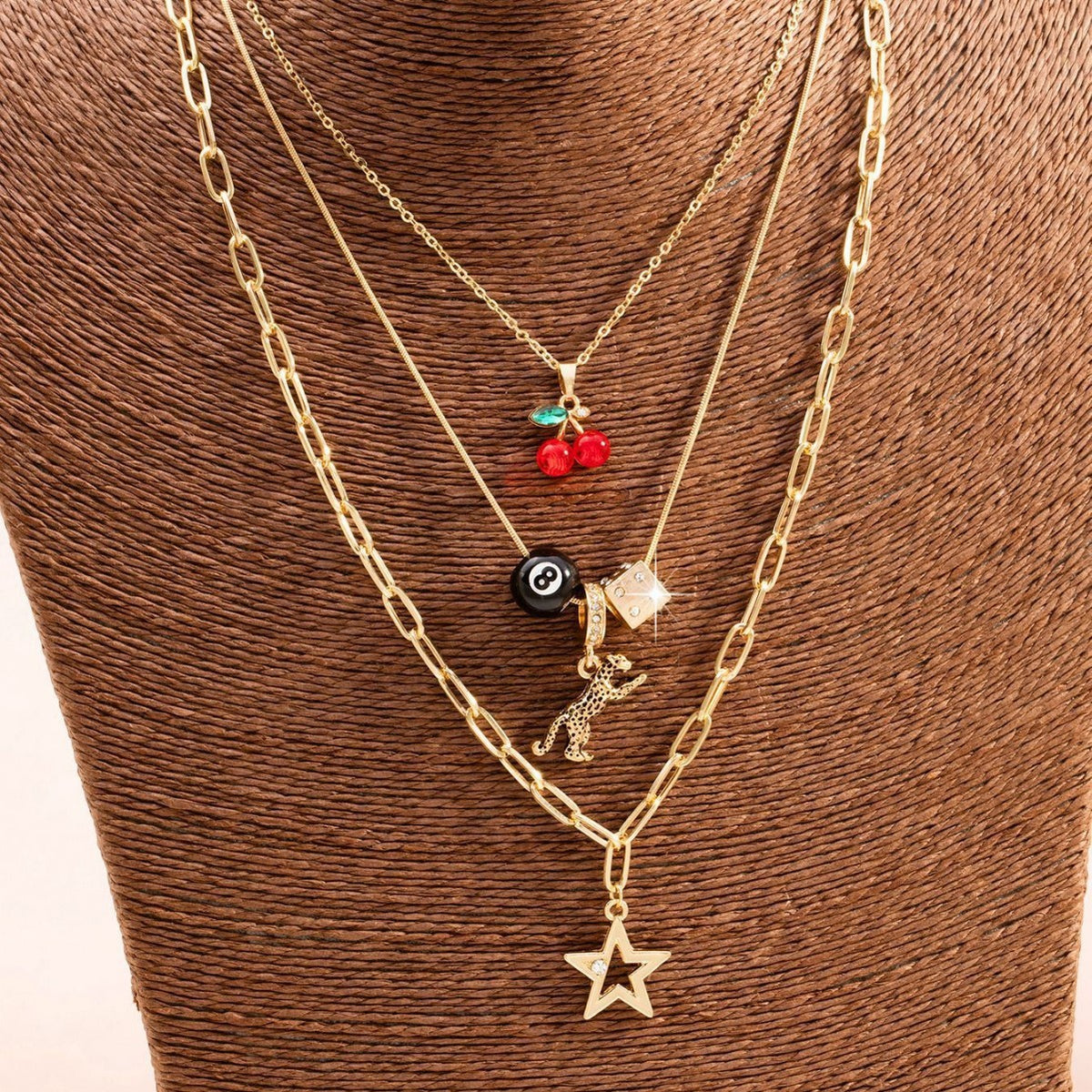 Sweet Cherry & Star Layered Necklace