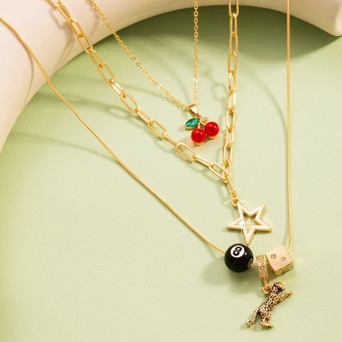 Sweet Cherry & Star Layered Necklace
