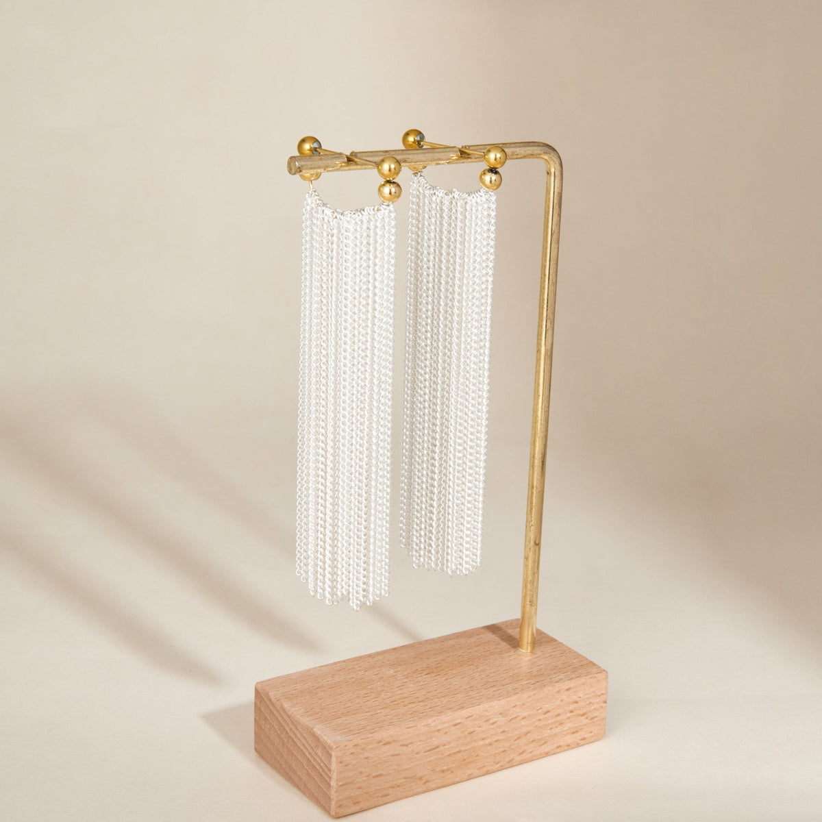 18k Dainty Bead Fringe Earrings