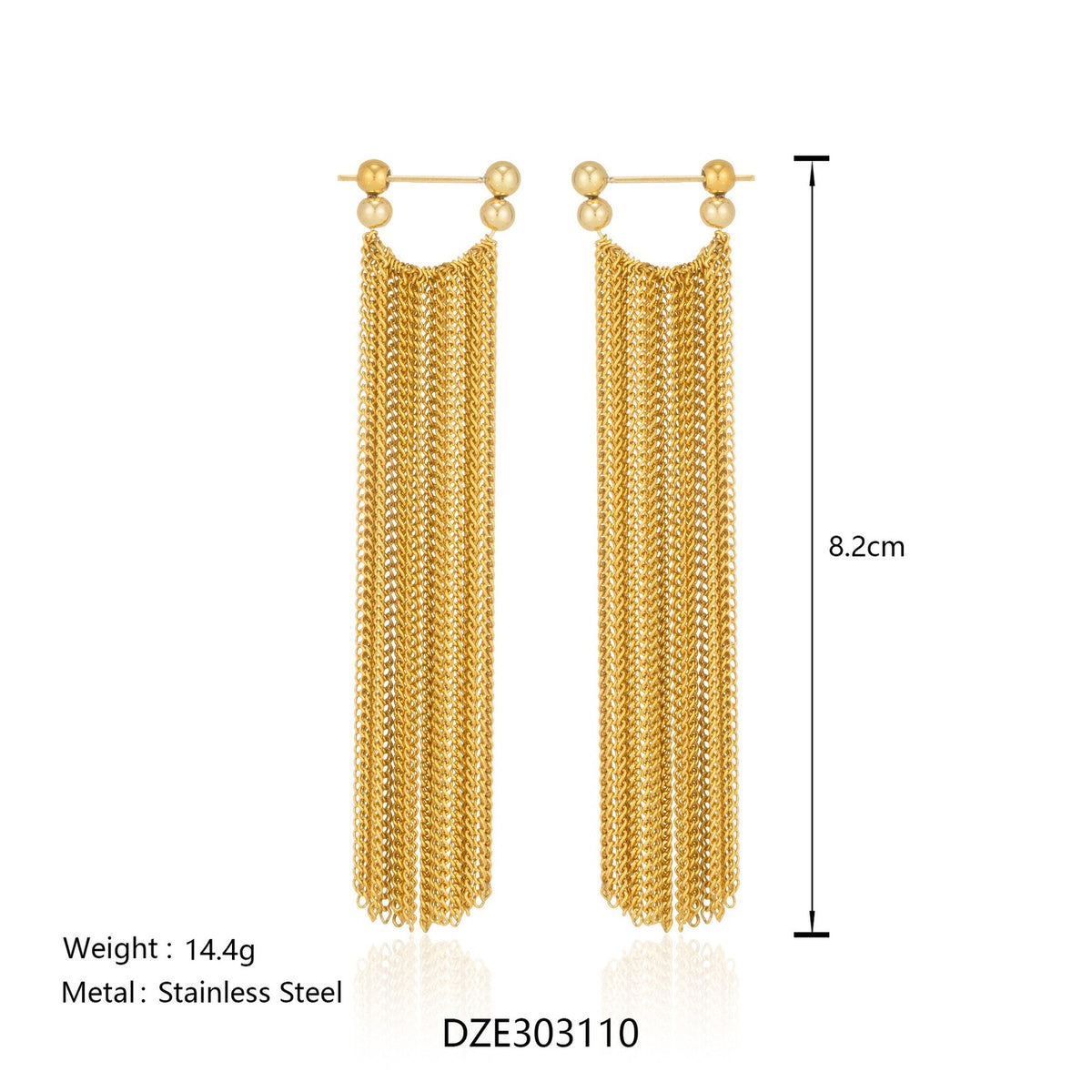 18k Dainty Bead Fringe Earrings