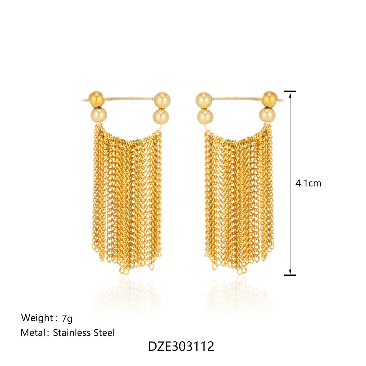 18k Dainty Bead Fringe Earrings