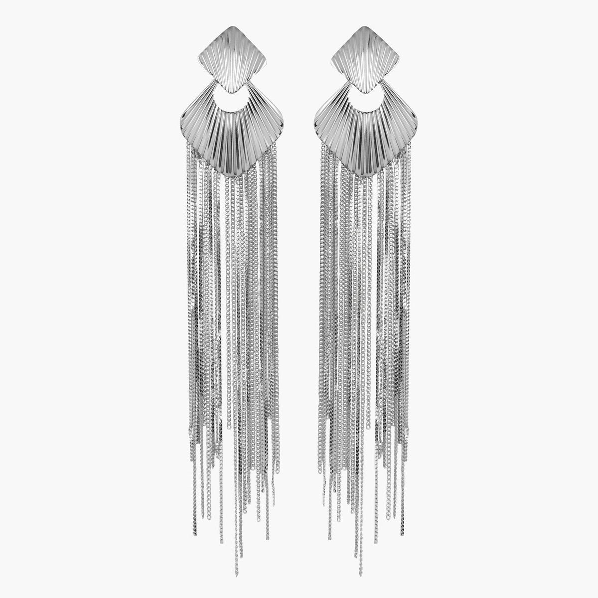 Statement Fan Fringe Tassel Earrings