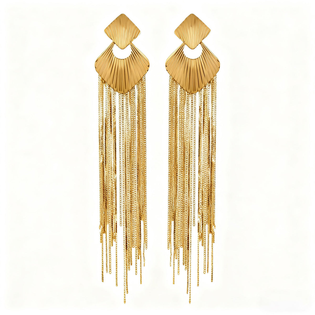 Statement Fan Fringe Tassel Earrings