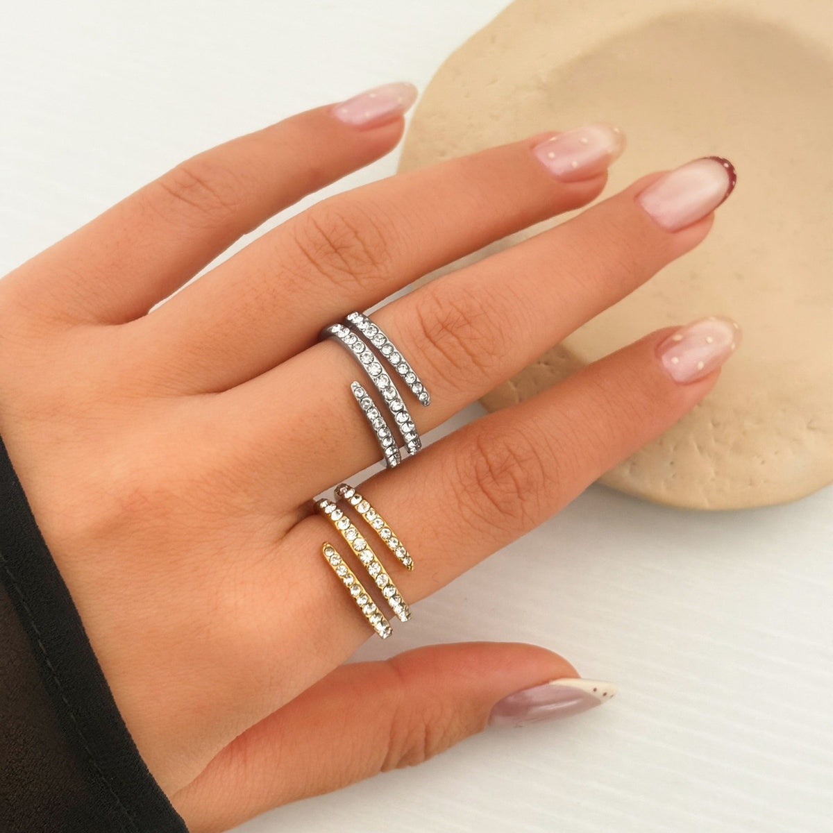 18k Classy Triple Wrap Pave Ring