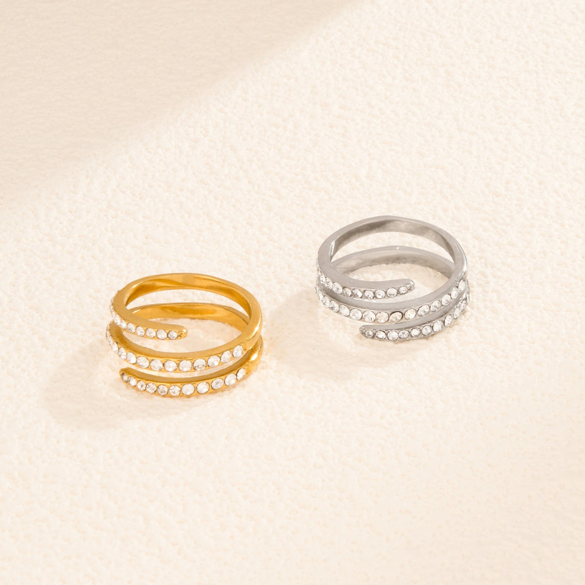 18k Classy Triple Wrap Pave Ring
