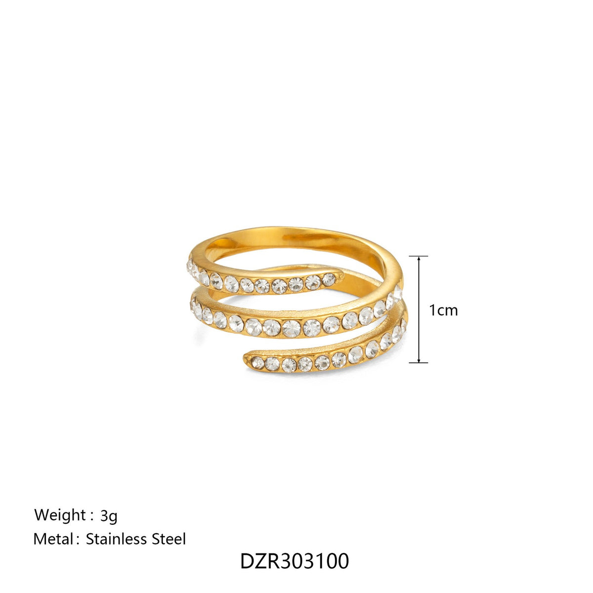 18k Classy Triple Wrap Pave Ring