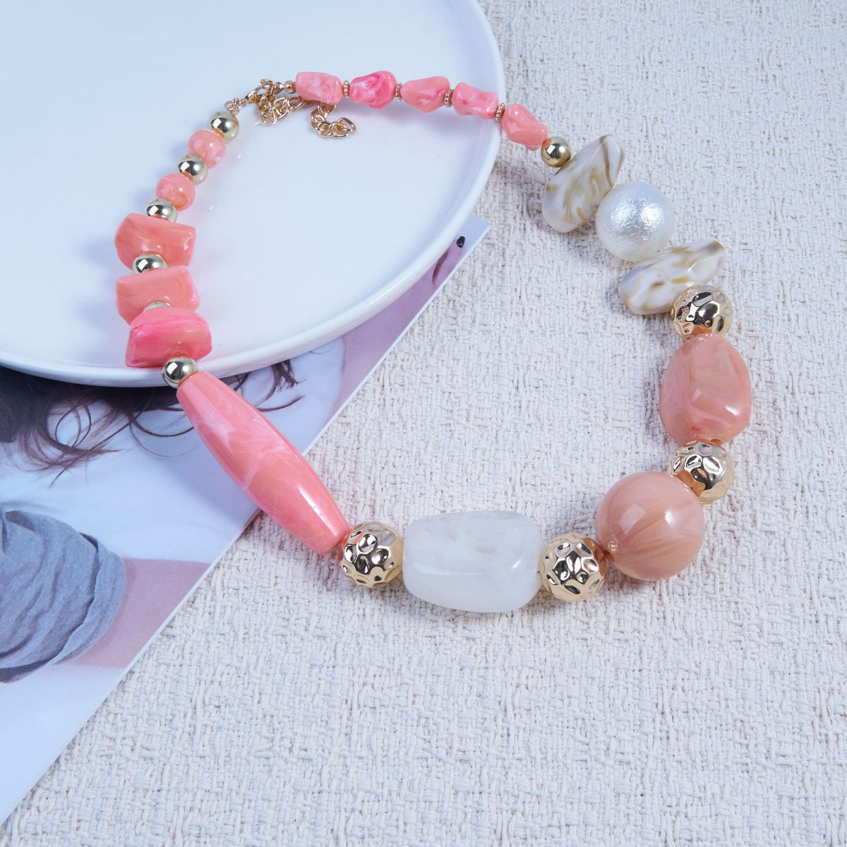 Boho Mint Green Acrylic Bead Necklace