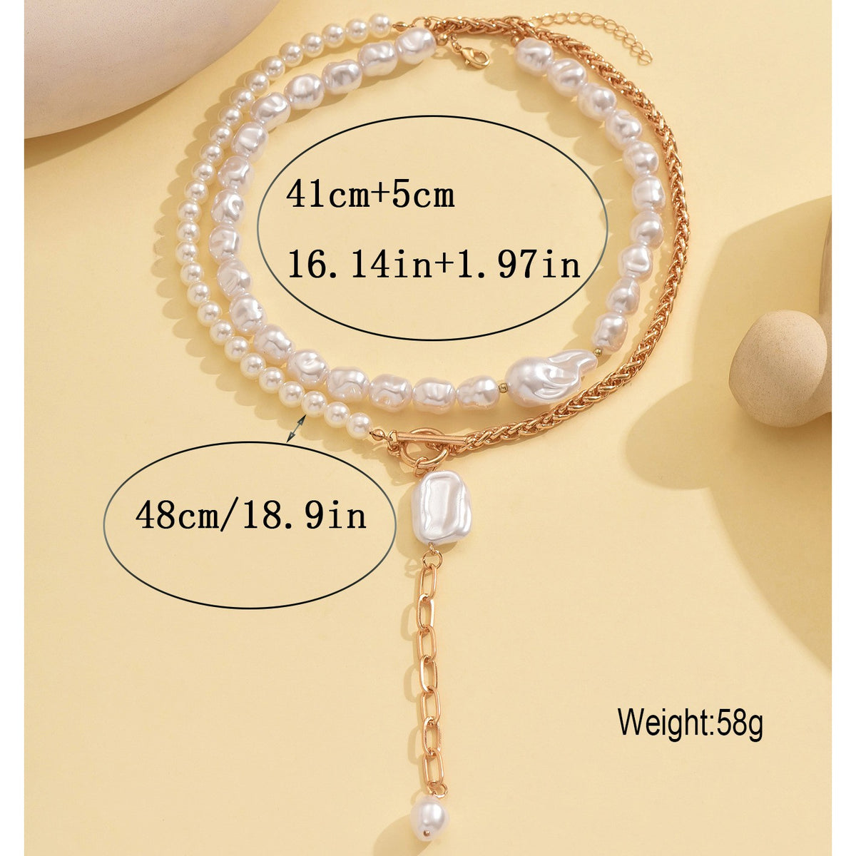 Classy Layered Faux Pearl OT Toggle Necklace