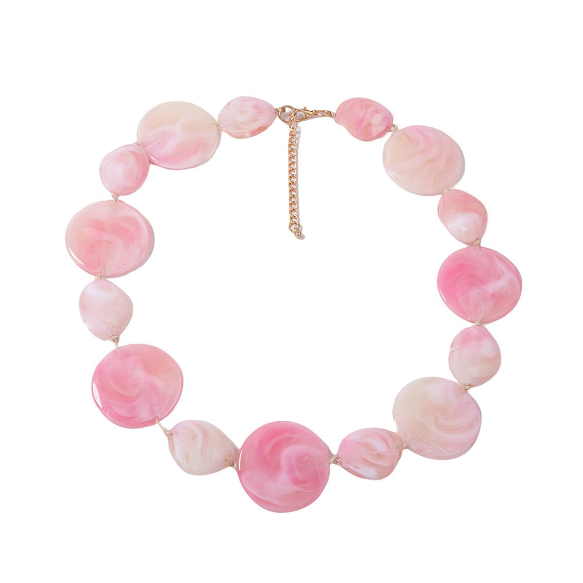 Romantic Pink Marble Disc Necklace & Earring Set
