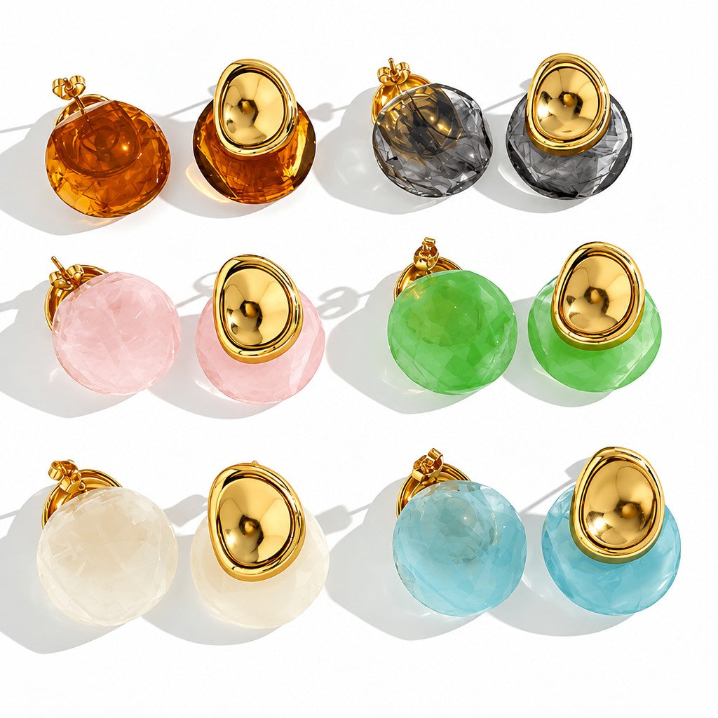Classy Marbled Resin Round Stud Earrings