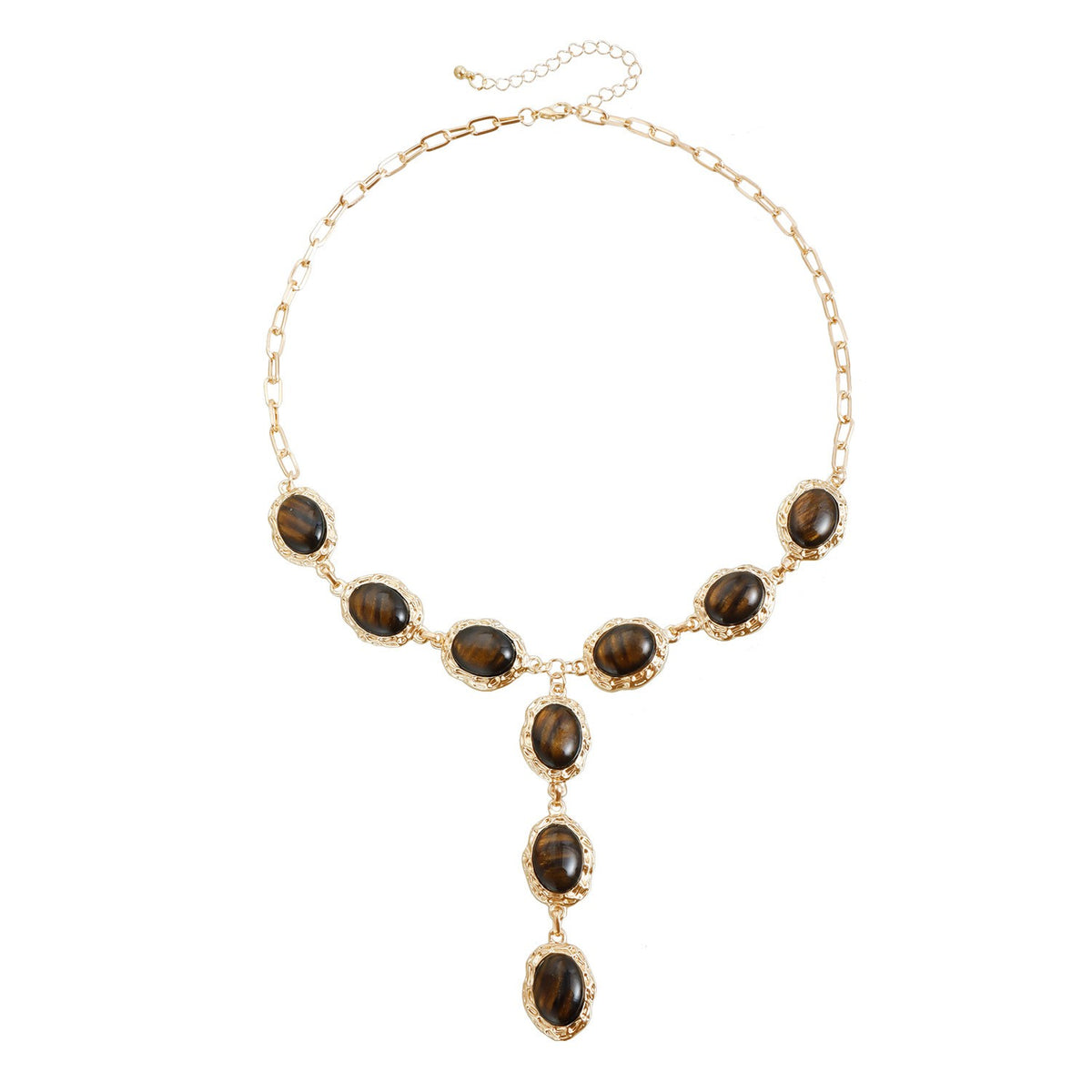 Classy Tiger Eye Geometric Y-Necklace