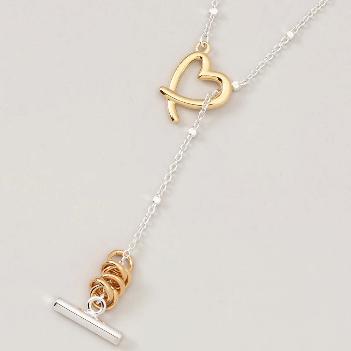 Dainty Mixed Metal Heart Layered Necklace Set