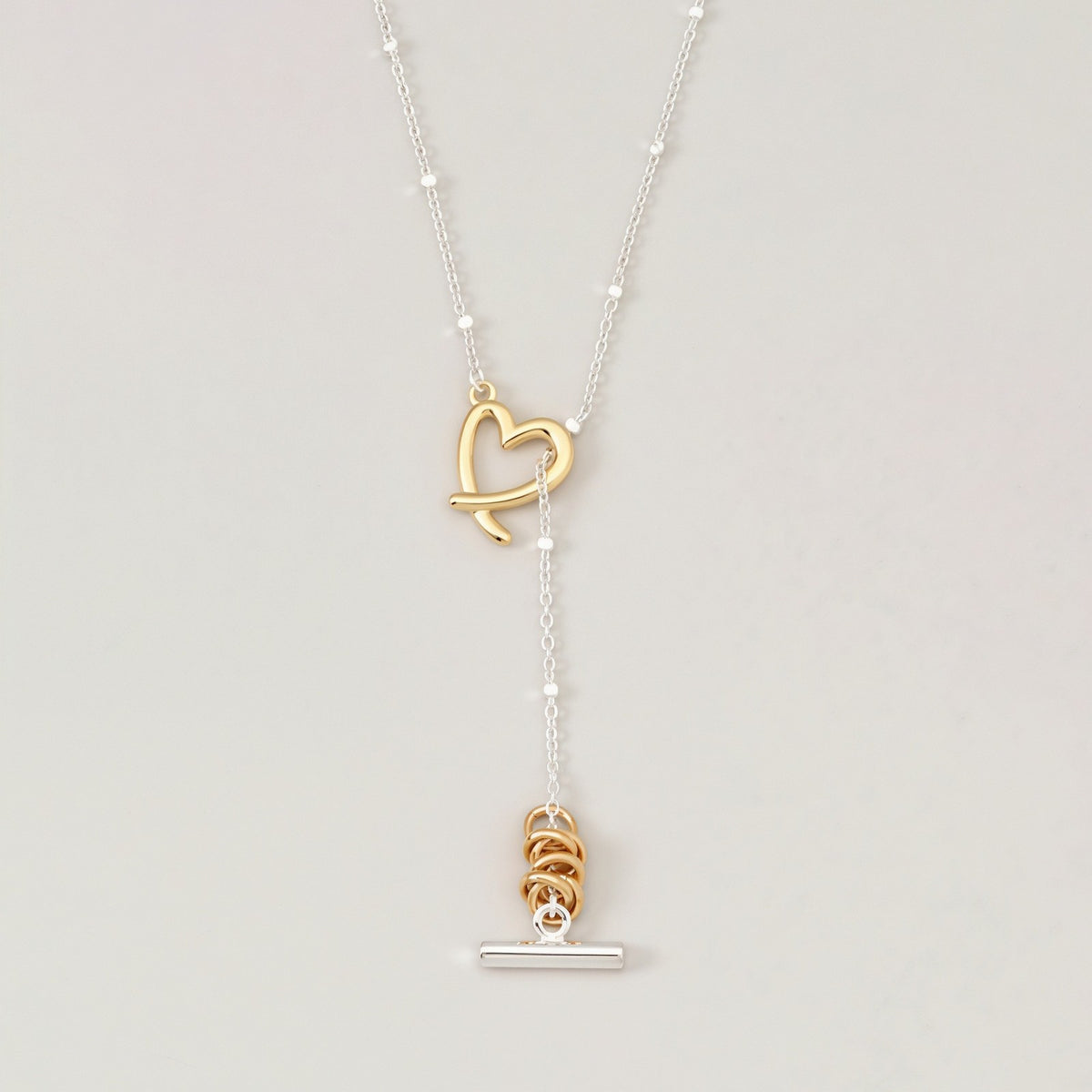 Dainty Mixed Metal Heart Layered Necklace Set