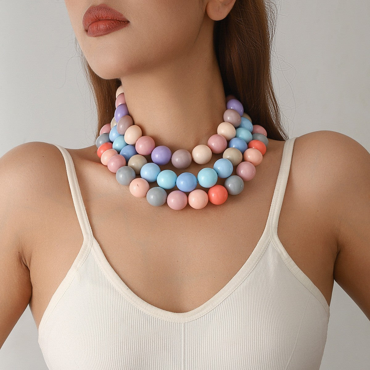 Sweet Pastel Acrylic Bead Collar Necklace