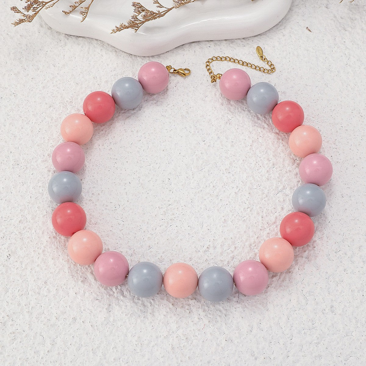 Sweet Pastel Acrylic Bead Collar Necklace
